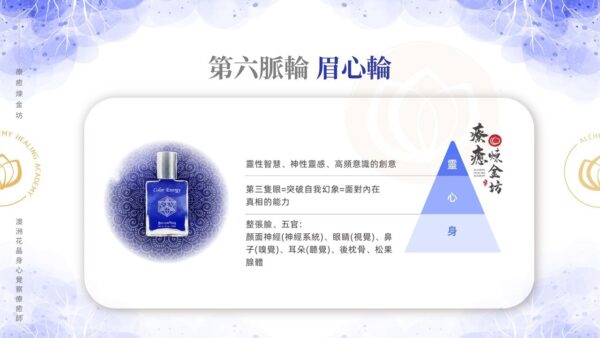 身心覺察是身心靈完整對應的系統,身體印記為 2-4-6-7 脈輪對應,彼此環環相扣、相互影響