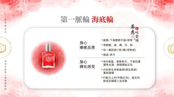 第一脈輪海底輪身心轉化感受:消水輕盈、生命根基感重新建構、行動力上升