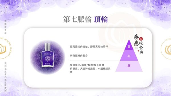 身心覺察是身心靈完整對應的系統,身體印記為 2-4-6-7 脈輪對應,彼此環環相扣、相互影響。